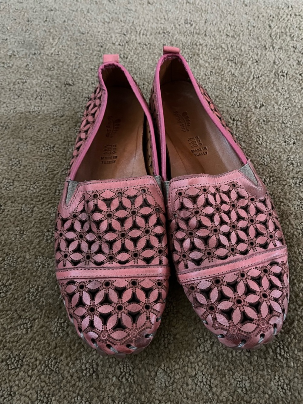 Spring Step Pink Laser-Cut Slip-On Flats
